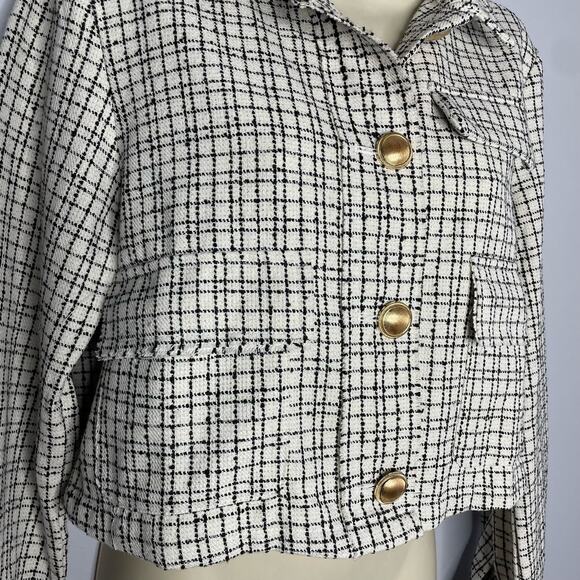 Anthropologie Bishop & Young Parker Tweed Cropped Jacket Windowpane M New - Picture 3 of 14
